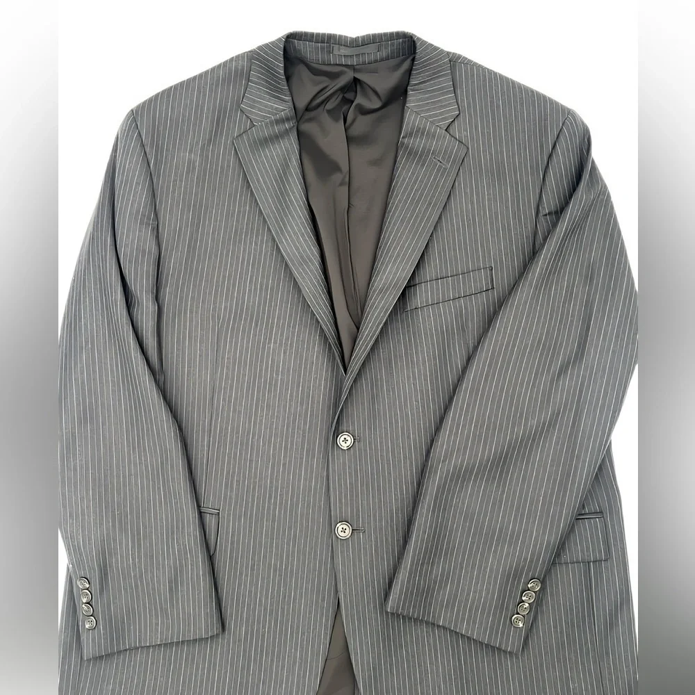 Lauren Ralph Lauren 2 Piece Wool Suit 42R Gray Pinstripe Blazer Pants 38W 30L